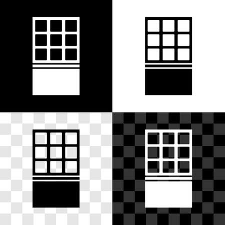 Set Chocolate bar icon isolated on black and white, transparent background. Vectorのイラスト素材