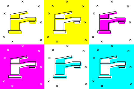 Set Water tap icon isolated on color background. Vectorのイラスト素材
