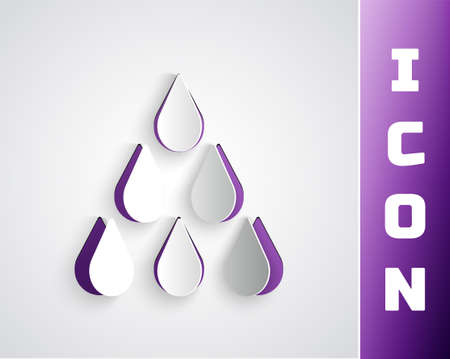 Paper cut Water drop icon isolated on grey background. Paper art style. Vectorのイラスト素材