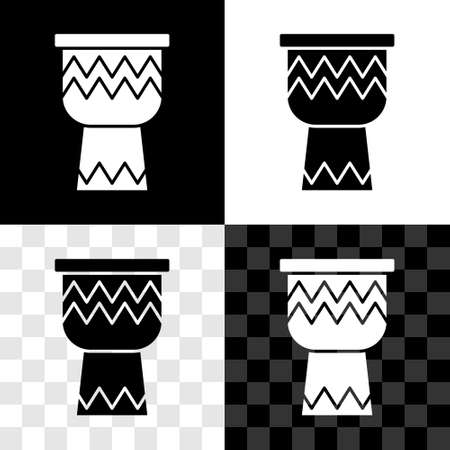 Set Drum icon isolated on black and white, transparent background. Music sign. Musical instrument symbol. Vectorのイラスト素材