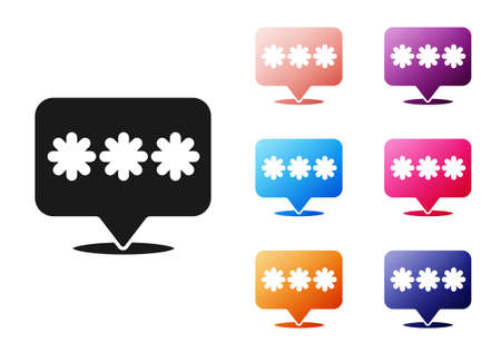 Black Password protection and safety access icon isolated on white background. Security, safety, protection, privacy concept. Set icons colorful. Vectorのイラスト素材