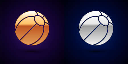 Gold and silver Beach ball icon isolated on black background. Vectorのイラスト素材