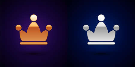 Gold and silver Jester hat with bells isolated on black background. Clown icon. Amusement park funnyman sign. Vectorのイラスト素材