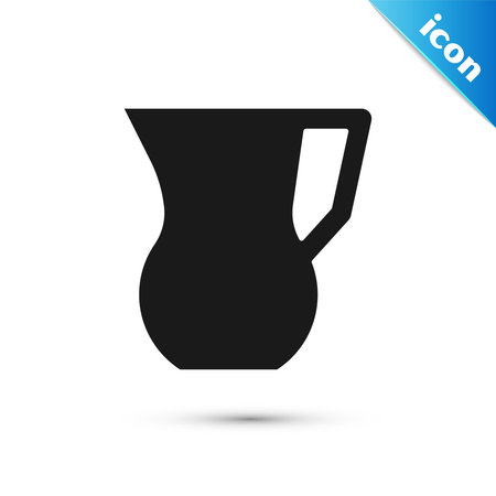 Grey Jug glass with water icon isolated on white background. Kettle for water. Glass decanter with drinking water. Vectorのイラスト素材