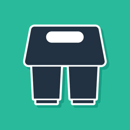 Blue Coffee cup to go icon isolated on green background. Vectorのイラスト素材