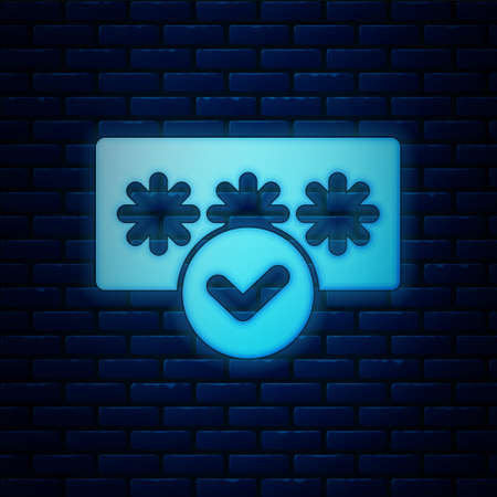 Glowing neon Password protection and safety access icon isolated on brick wall background. Security, safety, protection, privacy concept. Vectorのイラスト素材