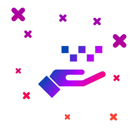 Color Hand with taxi icon isolated on white background. Location symbol. Gradient random dynamic shapes. Vectorのイラスト素材