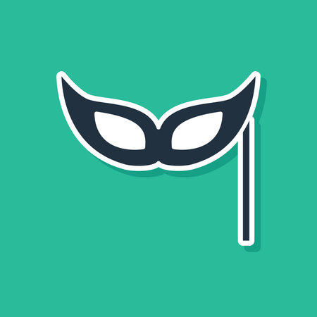Blue Festive mask icon isolated on green background. Merry Christmas and Happy New Year. Vectorのイラスト素材