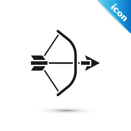 Grey Bow and arrow in quiver icon isolated on white background. Vectorのイラスト素材