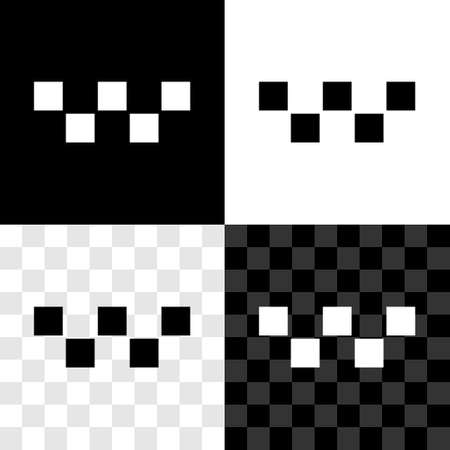 Set Taxi car roof icon isolated on black and white, transparent background. Vectorのイラスト素材