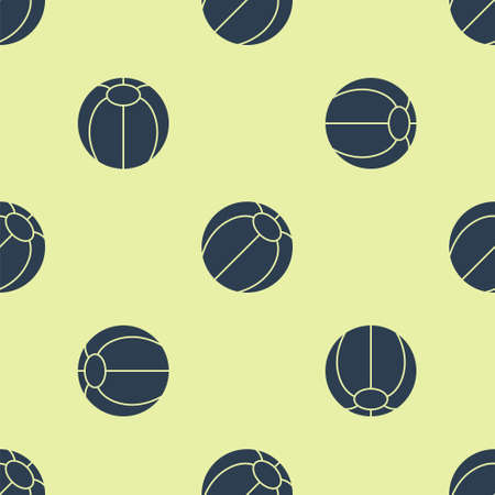 Blue Beach ball icon isolated seamless pattern on yellow background. Vectorのイラスト素材