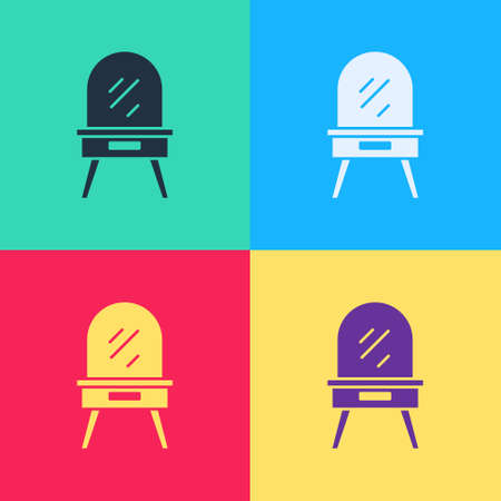 Pop art Dressing table icon isolated on color background. Vectorのイラスト素材