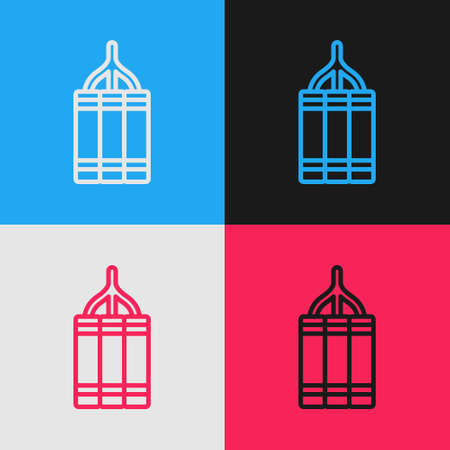 Pop art line Detonate dynamite bomb stick icon isolated on color background. Time bomb - explosion danger concept. Vectorのイラスト素材