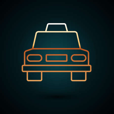 Gold line Taxi car icon isolated on dark blue background. Vectorのイラスト素材
