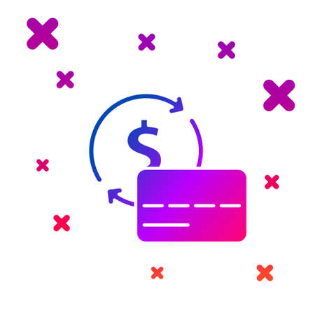 Color Credit card icon isolated on white background. Online payment. Cash withdrawal. Financial operations. Shopping sign. Gradient random dynamic shapes. Vectorのイラスト素材