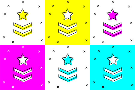 Set Military rank icon isolated on color background. Military badge sign. Vectorのイラスト素材