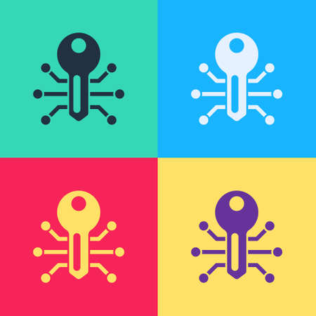 Pop art Smart key icon isolated on color background. Vectorのイラスト素材