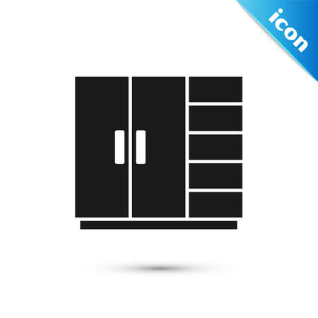 Grey Wardrobe icon isolated on white background. Vectorのイラスト素材