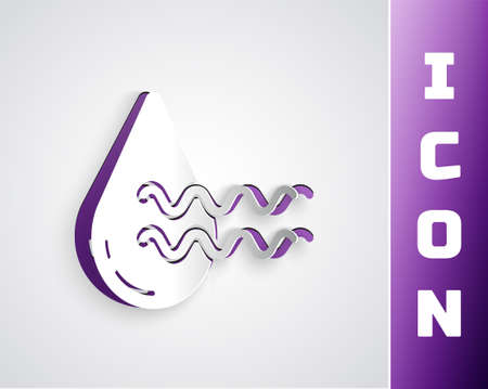 Paper cut Recycle clean aqua icon isolated on grey background. Drop of water with sign recycling. Paper art style. Vectorのイラスト素材