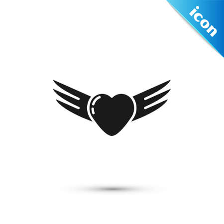 Grey Heart with wings icon isolated on white background. Love symbol. Valentines day. Vectorのイラスト素材
