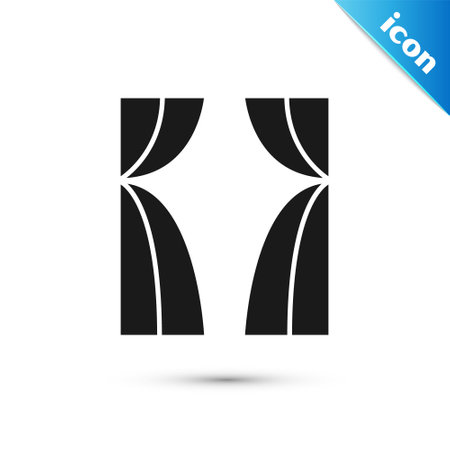 Grey Circus curtain raises icon isolated on white background. For theater or opera scene backdrop, concert grand opening or cinema. Vectorのイラスト素材