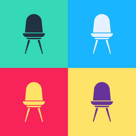 Pop art Chair icon isolated on color background. Vectorのイラスト素材