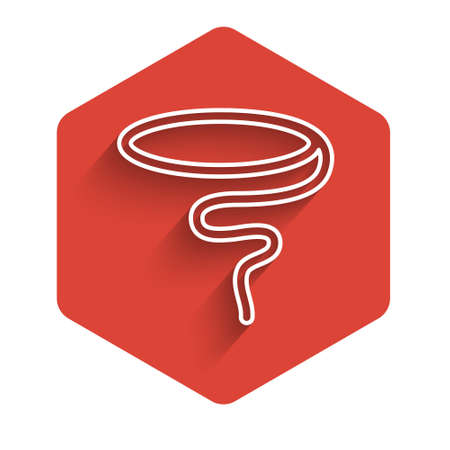 White line Lasso icon isolated with long shadow. Red hexagon button. Vectorのイラスト素材