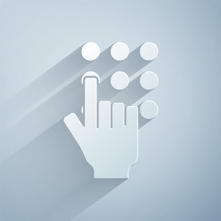 Paper cut Password protection and safety access icon isolated on grey background. Security, safety, protection, privacy concept. Paper art style. Vectorのイラスト素材