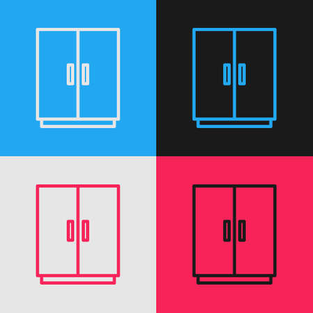 Pop art line Wardrobe icon isolated on color background. Vectorのイラスト素材