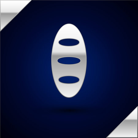 Silver Bread loaf icon isolated on dark blue background. Vectorのイラスト素材