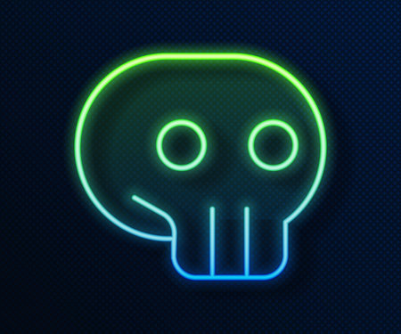 Glowing neon line Skull icon isolated on blue background. Vectorのイラスト素材