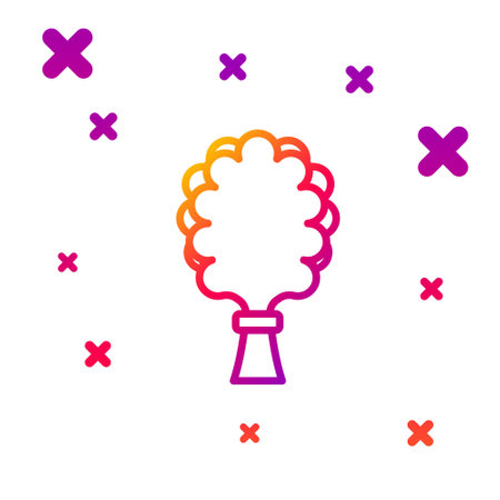 Color line Sauna broom icon isolated on white background. Broom from birch twigs, branches for Russian steam bath, sauna, washhouse. Gradient random dynamic shapes. Vectorのイラスト素材