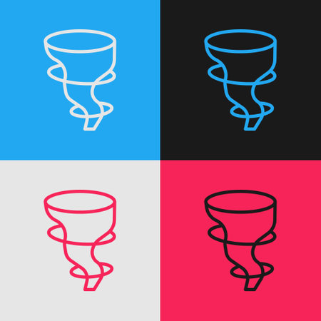 Pop art line Tornado icon isolated on color background. Vectorのイラスト素材