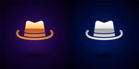Gold and silver Western cowboy hat icon isolated on black background. Vectorのイラスト素材