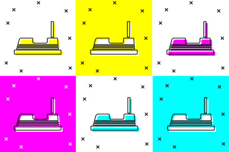 Set Bumper car icon isolated on color background. Amusement park. Childrens entertainment playground, recreation park. Vectorのイラスト素材