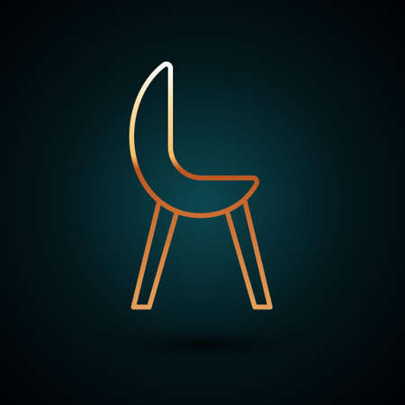 Gold line Armchair icon isolated on dark blue background. Vectorのイラスト素材
