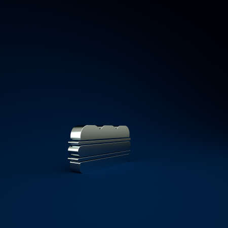 Silver Sandwich icon isolated on blue background. Hamburger icon. Burger food symbol. Cheeseburger sign. Street fast food menu. Minimalism concept. 3d illustration 3D renderの写真素材