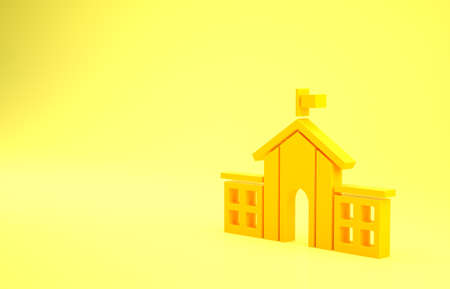 Yellow United States Capitol Congress icon isolated on yellow background. Washington DC, USA. Minimalism concept. 3d illustration 3D renderの写真素材