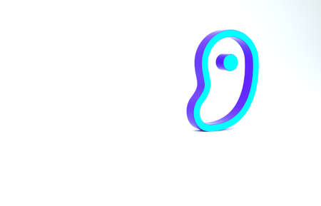 Turquoise Steak meat icon isolated on white background. Minimalism concept. 3d illustration 3D renderの写真素材