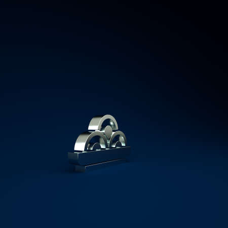 Silver Asian noodles in bowl icon isolated on blue background. Street fast food. Korean, Japanese, Chinese food. Minimalism concept. 3d illustration 3D renderの写真素材