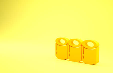 Yellow Sushi icon isolated on yellow background. Traditional Japanese food. Minimalism concept. 3d illustration 3D renderの写真素材