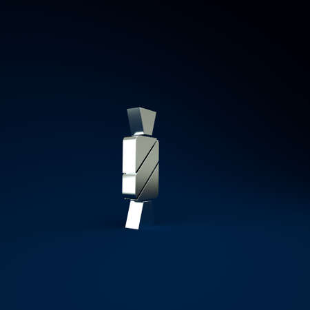 Silver Candy icon isolated on blue background. Minimalism concept. 3d illustration 3D renderの写真素材