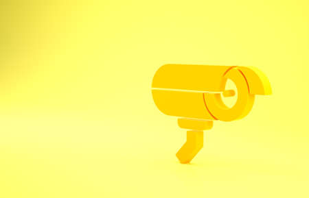 Yellow Security camera icon isolated on yellow background. Minimalism concept. 3d illustration 3D renderの写真素材