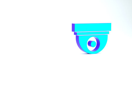 Turquoise Security camera icon isolated on white background. Minimalism concept. 3d illustration 3D...