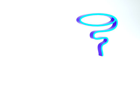 Turquoise Lasso icon isolated on white background. Minimalism concept. 3d illustration 3D renderの写真素材