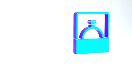 Turquoise Diamond engagement ring icon isolated on white background. Minimalism concept. 3d illustration 3D renderの写真素材