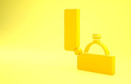 Yellow Diamond engagement ring icon isolated on yellow background. Minimalism concept. 3d illustration 3D renderの写真素材