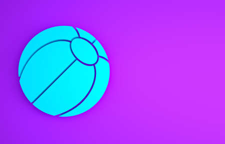 Blue Beach ball icon isolated on purple background. Minimalism concept. 3d illustration 3D renderの写真素材