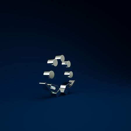 Silver Juggling ball icon isolated on blue background. Minimalism concept. 3d illustration 3D render