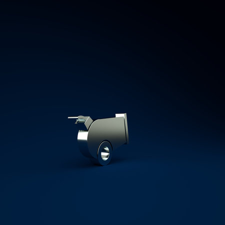 Silver Cannon icon isolated on blue background. Minimalism concept. 3d illustration 3D render